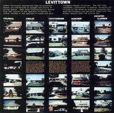 an advertisement for levitown showing the different types of houses and their names on it