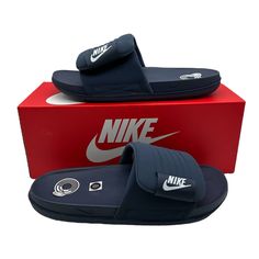 Nike Offcourt Adjust Slide Thunder Blue Men Casual  Sandal DQ9624-400 Size 11 Blue Slides For Summer, Sporty Blue Synthetic Flip Flops, Navy Beach Slides With Cushioned Footbed, Nike Casual Synthetic Flip Flops, Nike Blue Open Toe Sandals, Nike Blue Sandals For Summer, Blue Nike Sandals For Summer, Blue Sporty Non-slip Flip Flops, Sporty Blue Non-slip Flip Flops