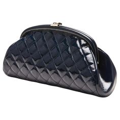 Chanel 2007 Classic Vintage Navy Blue Patent Diamond Quilted Timeless Clutch Bag For Sale at 1stDibs 00s Style, Diamond Quilt, Blue Diamond, Classic Vintage, Fashion Handbags, Chanel Classic, Bag Sale, Patent Leather, Clutch Bag