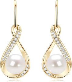 Amazon.com: Pearl Drop Earrings for Women, Dainty Gold Freshwater Pearl Dangle Earrings with Diamond Wedding Jewelry Gift for Bride Bridesmaid 8mm: Clothing, Shoes & Jewelry Elegant Mother's Day Pearl Earrings For Pierced Ears, Elegant Drop Earrings For Mother's Day, Elegant Dangle Pearl Earrings For Mother's Day, Elegant Pearl Drop Earrings For Mother's Day, Mother's Day Dangle Pearl Earrings, Elegant Pearl Earrings For Wedding And Mother's Day, Formal Pearl Earrings For Mother's Day, Mother's Day Formal Drop Earrings, Formal Dangle Earrings For Mother's Day