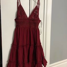 Cute Dress That Is Perfect For Summer Or Even Fall With A Long Sleeve Shirt Under It!! I Love The Dress It Just Doesn’t Fit Me Burgundy Dress, Cute Dress, Cute Dresses, Long Sleeve Shirt, Sleeve Shirt, Colorful Dresses, The Dress, Long Sleeve Shirts, Size 4