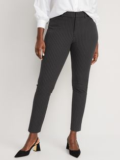 The Pixie pants you love, now in a more fabulous fit & fabric ✨ High-rise waistband, with hidden double hook-and-bar closure and interior button closure.  Hidden zip fly.  Diagonal pockets at front, with decorative welt faux pockets at back.  Smoot Classic Bottoms With Zipper Closure For Fall, Fall Office Bottoms With Zipper Closure, Fall Bottoms With Zipper Closure For Office, Trendy Fitted Pants With Welt Pockets, Classic Fitted Bottoms With Zipper Closure, Mid-rise Office Bottoms With Belt Loops, Elegant Mid-rise Pants With Belt Loops, Classic Mid-rise Bottoms For Office Wear, Ankle-length Bottoms With Belt Loops For Office Wear