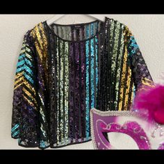 Amazing Black Sequined Mini Cape Size Medium Laid Flat: Length 26'' Brand Msk Winter Party Multicolor Tops, Yellow Party Tops For Fall, Yellow Sequined Top For Party, Yellow Party Top With Sequins, Yellow Party Tops With Sequins, Multicolor Sequin Tops For Fall, Coats Black, Leopard Print Shorts, Only Girl