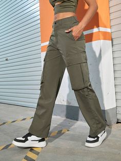 Upgrade your casual wardrobe with these Casual Plain Zipper Cargo Pants. These pants feature a clean and minimalistic design with zipper details that add a touch of style and functionality. Made from high-quality materials, they offer a comfortable and durable fit. The versatile design makes them suitable for everyday wear, allowing you to effortlessly transition from day to night. Specification: Style: Casual Pattern Type: Plain Type: Cargo Pants Closure Type: Zipper Fly Details: Button, Pocket Casual Pants With Zip Fly For Work, Casual High Waist Pants With Zipper Closure, Casual Khaki Bottoms With Zip Fly, Casual Khaki Bottoms, Casual Baggy Pants With Zipper, Casual Baggy Pants With Zipper Closure, Casual Straight Cargo Pants With Zip Fly, Casual Pants With Zipper Closure, Casual Workwear Cargo Pants With Zip Fly