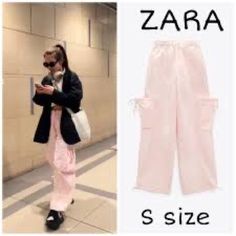 Zara Parachute Cargo Pants Light Pink Size S New With Zara String Attached Missing Paper Hang Tag Made Of Cotton.Mid-Rise Pants With Drawstring Elastic Waistband, Side Pockets With Drawstring,And Patch Pocket Adjustable Drawstring Hem. Items Are Retail Store Purchases And May Have Been Handled Or Tried On By Store Customers Prior To Sending, Photos Are Taken Of Item With Shipping Label And A Zip Tie Tag Attached To Represent The Item Purchased And Shipped Zara Jumpsuit, Zip Ties, Zara Pants, Light Pink Color, Cargo Pants, Light Pink, Pant Jumpsuit, Wide Leg, Zara