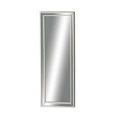 a silver framed mirror on a white wall