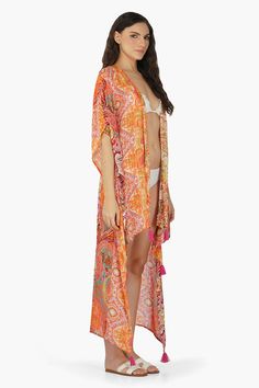 Swim Cover Up Paisley stripe all-over print High-low length Made in Georgette Fabric Pink tassels with golden lurex detail Introducing our Multi Palm Paisley Stripe Cover-Up Dress – a versatile and stylish addition to your beachwear collection. This cover-up dress is designed for your perfect beach or poolside look with its vibrant print and breezy silhouette. The multi palm paisley stripe print adds a playful and tropical touch, creating a lively aesthetic that perfectly complements sunny days Lively Aesthetic, Beachwear Collection, Pink Tassel, Georgette Fabric, Swim Cover, Bag Dress, Casual Summer Dresses, Cover Up Dress, Stripe Print