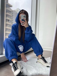 Premium Quality sweatsuit, oversize, unisex. Warm and cozy. Beautiful electric blue color Relaxed Fit Sportswear Tracksuit With Pockets, Blue Oversized Comfy Sweatshirt, Cozy Relaxed Fit Tracksuit With Ribbed Cuffs, Cozy Tracksuit With Ribbed Cuffs And Relaxed Fit, Winter Tracksuit With Side Pockets And Sportswear Style, Sporty Long Sleeve Tracksuit With Pockets, Sportswear Tracksuit With Pockets For Loungewear, Winter Tracksuit For Streetwear With Pockets, Winter Sportswear Sweats With Side Pockets