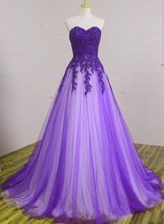 Prom Gown With Lace And Sweep Train, Lace Prom Gown With Sweep Train, Lace Bodice Ball Gown For Gala And Prom Season, Lace Bodice Ball Gown For Gala And Prom, Lace Ball Gown For Prom, Prom Ball Gown With Lace Bodice, Purple Ball Gown For Gala During Prom Season, Prom Lace Ball Gown With Sweep Train, Lace Bodice Evening Dress For Quinceanera