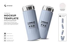 two white tumblers mockup templates for photoshop