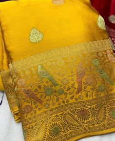 This is beautiful pure mashru satin silk sari with Meenakari weaving butti and border pallu with running blouse piece Semi-stitched Paithani Silk Blouse Piece With Traditional Patterns, Traditional Paithani Silk Saree With Pallu, Paithani Silk Saree With Traditional Patterns, Paithani Silk Traditional Wear With Pallu For Puja, Paithani Silk Saree With Zari Work For Puja, Traditional Drape Paithani Silk Saree With Pallu, Paithani Silk Saree With Zari Work For Traditional Ceremonies, Paithani Silk Pre-draped Saree With Pallu For Puja, Gold Motif Saree For Navratri