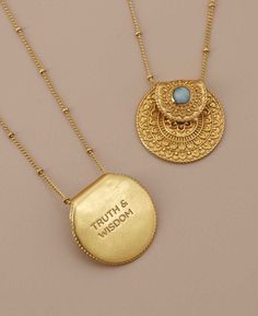 Inspirational Gold Plated Mandala Necklace with Larimar Stone - Necklaces Mandala Meaning, Buddha Groove, Spiritual Necklace, Mandala Necklace, Buddha Jewelry, Spiritual Symbols, Spiritual Leader, Larimar Stone, Meaningful Jewelry