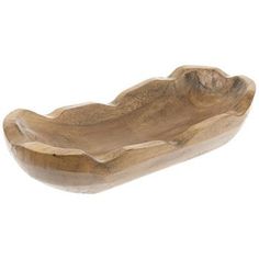 a wooden bowl that is shaped like a wave