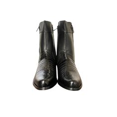 MADE IN MEXICO Make a lasting statement with these Cuadra dress boots, a stylish addition to your collection that exudes elegance and refinement. Brand: Cuadra For: Men (view size chart) Details: Sku: 802NPTS Stk: FC823 Color: Black Narrow Round Toe 9" Leather Shaft 1.5" Walking Heel Leather Sole Inside Zipper Closure Care: Avoid exposing to sharp objects to prevent leather damage. Maintenance: Wipe with a soft and slightly damp cloth (with clean water) to remove dust; let it dry, apply color cr Western Snip Toe Heeled Boots For Formal Wear, Western Snip Toe Heeled Boots For Formal Occasions, Western Style Snip Toe Heeled Boots For Formal Occasions, Western Style Formal Heeled Boots With Snip Toe, Western Style Formal Heeled Boots With Leather Sole, Western Style Business Boots With Reinforced Heel, Formal Chelsea Boots With Snip Toe, Formal Fitted Chelsea Boots With Snip Toe, Fitted Snip Toe Chelsea Boots For Formal Occasions