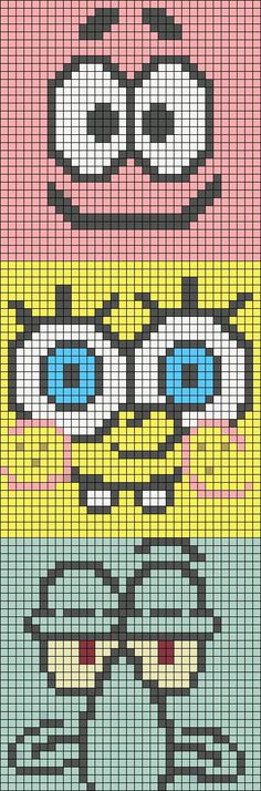 an image of a cross stitch pattern that looks like spongebob