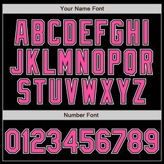 a pink and black font with numbers on it