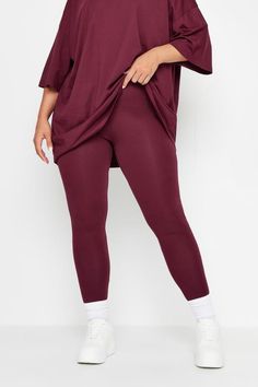 Shop YOURS Curve Wine Red Leggings at Yours Clothing. Discover women’s plus size clothing in sizes 10-36 with fast delivery. Burgundy Leggings Outfit, Burgundy Clothes, Animal Print Dress Casual, Burgundy Dresses, Burgundy Leggings, Clothing Blogs, Leggings Outfit, Red Leggings, Burgundy Top