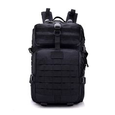 45L Molle Backpack Traving Rucksack - Woosir Military Style Black Bags For Outdoor Activities, Durable Black Military Bags, Durable Military Black Bags, Black Multifunctional Adventure Backpack, Multifunctional Black Backpack For Adventure, Large Capacity Black Backpack For Hiking, Black Tactical Outdoor Backpack, Black Tactical Outdoor Bags, Black Tactical Backpack For Outdoor