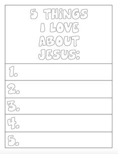 FREE 5 Things I Love About Jesus Coloring Page Junior Church Lessons For Kids, Love One Another Craft For Kids, Resurrection Activities, Christian Activities For Kids, Kids Bible Study Lessons, Sunday School Worksheets, Kids Church Activities, Bible Crafts Sunday School, Jesus Coloring Pages