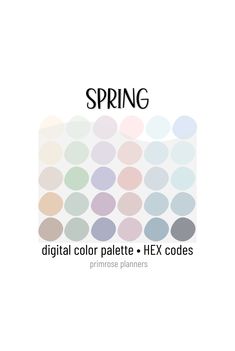 a white background with the words spring in black, and an image of different colors