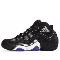 adidas Crazy 2 KB II Black / Cblack / Ftwwht / Powpur Basketball Shoes/Sneakers Adidas Crazy, Hoka Running Shoes, Stylish Sneakers, Shoes Black, Basketball Shoes, Perfect Pair, Shoes Sneakers, Basketball, Adidas