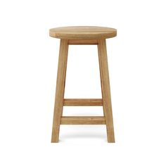 a wooden stool on a white background