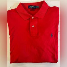 Nwot Polo By Polo Ralph Lauren Red Color Message With Any Questions Thanks For Viewing Classic Red Fitted T-shirt, Red Cotton Polo Shirt For Spring, Classic Fitted Red T-shirt, Classic Red Tops For Spring, Classic Red Spring Top, Classic Red Polo Collar Shirt, Red Long Sleeve Polo Shirt For Summer, Casual Red Top With Collar, Classic Red Polo Collar T-shirt