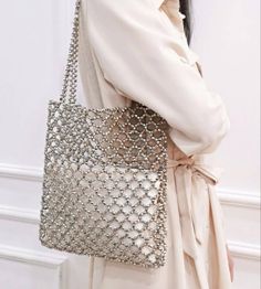 Silver Rectangular Shoulder Bag For Summer, Chic Silver Bag For Summer, Chic Silver Bags For Summer, Trendy Beaded Pouch Bag, Silver Shoulder Bag For Everyday Summer Use, Silver Rectangular Bag, Silver Shoulder Bag For Summer, Silver Shoulder Bag For Summer Shopping, Large Capacity Silver Party Bag