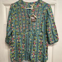 Matilda Jane Once Upon A Muse Peasant Blouse V-Neck Top Size S Nwt 3/4 Sleeve Loose Fit A Muse, Layered Blouse, Flutter Sleeve Top, Matilda Jane, Peasant Blouse, Collar Blouse, Puff Sleeve Top, Summer Cotton, Embroidered Top