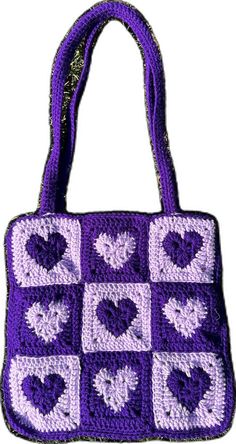 Heart Patchwork, Crochet Purple, Patchwork Tote Bags, Heart Crochet, Purple Heart, Ships, Tote Bag, Collage, Purple