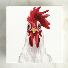 a painting of a rooster on a white background