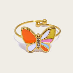 Creative Cute Colorful Enamel Mini Butterfly Rings ring LUNARITY GARAGE Trendy Multicolor Butterfly Jewelry, Trendy Gold Enamel Ring For Gifts, Trendy Gold Enamel Ring As Gift, Trendy Gold Enamel Ring Perfect As A Gift, Personalized Enamel Rings For Gifts, Personalized Enamel Rings As Gifts, Personalized Enamel Ring As Gift, Personalized Enamel Ring For Gift, Trendy Adjustable Gold Enamel Ring