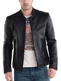 Description   Take your motorcycle for a joy ride with this remarkable biker jacket that people love. With its classic and stylish design, this jacket will make the perfect addition to your wardrobe while enhancing your biking experience. New with tags, this black biker leather jacket is brilliantly designed, soft to the touch, and perfect for all seasons.This motorcycle jacket is guaranteed to be the last one you’ll ever buy, providing you with a lifetime of everyday use. Outer Shell Material - Jaket Motor, Celana Kargo, Distressed Leather Jacket, Racer Jacket, Lambskin Leather Jacket, Biker Leather