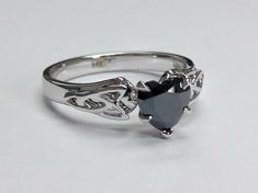 Black Diamond Heart Ring, Emo Promise Rings, Emo Engagement Rings, Grunge Wedding Ring, Emo Wedding Rings, Black Wedding Ring For Women, Goth Promise Ring, European Engagement, Black Heart Ring