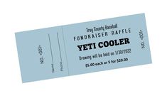 a blue ticket with the words fundraiser raffle and yet cooler written in black on it