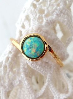 Opal ring, Mint Opal ring, Gemstone ring, Gold ring, Silver ring, Mint stone ring, October birthston Opal Birthstone Ring As A Gift, Stackable Opal Birthstone Ring For Promise, Stackable Opal Birthstone Promise Ring, Opal Ring With Bezel Setting For Promise, Opal Ring With Bezel Setting And Round Band, Dainty Opal Ring With Birthstone In Round Band, Opal Stackable Rings With Birthstone For Promise, Stackable 14k Gold Opal Ring, Dainty Opal Crystal Ring