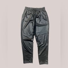 New. Relax Fit Elastic Waist , Adjustable Tie , None-Smoking Home Black Leather Pants For Night Out With Faux Pockets, Black Bottoms With Faux Front Pockets For Night Out, Black Faux Leather Bottoms With Elastic Waistband, Faux Leather Joggers, Leather Joggers, Couture Pants, M Pants, Black Faux Leather, Pant Jumpsuit