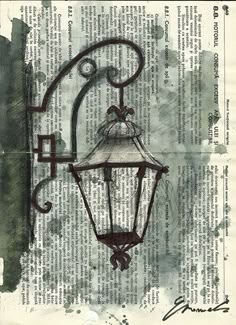 an old fashioned lamp postcard is featured on the page, which has been altered to look