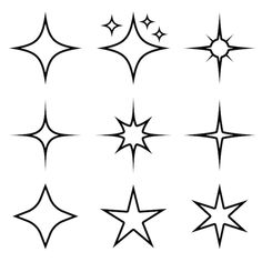 stars are arranged in the shape of four different shapes