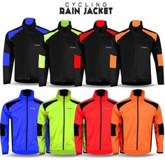 Mens Cycling Waterproof Rain Jacket High Visibility Running Top Coat M to 2XL #Fitnow Durable Techwear Long Sleeve Windbreaker, Durable Long Sleeve Windbreaker For Fall, Durable Long Sleeve Fall Windbreaker, Waterproof Long Sleeve Windbreaker For Sports, Long Sleeve Waterproof Windbreaker For Sports, Long Sleeve Waterproof Sports Windbreaker, Black Waterproof Windbreaker For Outdoor Activities, Durable Black Windbreaker, Nylon Long Sleeve Sport Coat For Outdoor Activities