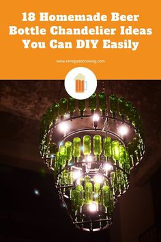 Beer Bottle Chandelier, Beer Bottle Lights, Beer Bouquet, Beer Bottle Diy, Liquor Bottle Lights, Wine Bottle Chandelier, Bottle Chandelier, Chandelier Ideas, Diy Beer