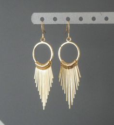 "-Materials : 52mmX20mm gold plated drop -size: 2\" dangling -gold plated earring hooks - nickel,lead free" Metal Tassel Drop Earrings For Pierced Ears, Elegant Metal Tassel Earrings, Chic Gold Tassel Drop Earrings, Elegant Gold Metal Tassel Earrings, Elegant Gold Tassel Earrings, Chic Metal Tassel Dangle Earrings, Elegant Tassel Hoop Earrings, Chic Metal Dangle Tassel Earrings, Gold Tassel Earrings For Party