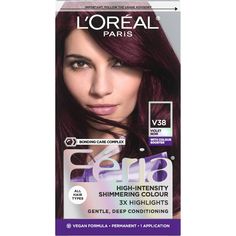 With L'Oreal Feria permanent hair color, what you see is the shimmer. Multi-Faceted shimmering color with 3X highlights delivers intensified, brilliant results. Inspired by fashion, Feria offers a twist on the traditional and gives edgy hair color - from bright red, platinum blonde, rose gold, metallic brown, to blue black hair color, these hair dye kits will transform your hair. Feria's prismatic color spectrum is custom-blended by L'Oreal master colorists for bold, head-turning shades – no app Garnier 42 Deep Burgundy, Loreal Midnight Ruby Hair Color, Burgundy Hair Dye Box, Loreal Feria R48, Deep Burgundy Hair Color Box Dye, Best Burgundy Hair Dye Box, Sally Beauty Supply Hair Color Burgundy, Loreal Purple Hair Dye, Loreal Magenta