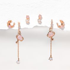 Our ideal universe is pink, pink, and pinker! This earring set has been curated by our design team to give you the most perfect pairing! Dinosaur Earrings, Long Earring, Crawlers Earrings, Fruit Earrings, Heart Dangle Earrings, Earring Post, Necklace Chain Lengths, Girly Jewelry, Wrap Rings