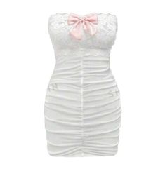 Coquette White Semi-sheer Ruched Tube Mini Lingerie Dress M New Angel Honeymoon  | eBay Coquette White, Dress Feminine, A Goddess, Lingerie Dress, A Princess, Pink Bow, Easy Wear, Chic Style, The Dress