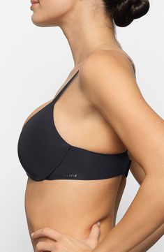 This plunge-style bra with soft, push-up foam pads offers the perfect amount of lift and support. The wireless style has lightly lined, cloud-like pads with wide microfiber wings for a smooth, seamless look. Clasps at back Adjustable straps Lined 84% polyamide, 16% elastane Machine wash, tumble dry Imported Supportive Light Support Push-up Bra, Supportive Padded Bra In Solid Color, Solid Compressive Underwire Bra, Supportive Padded Bra, Push-up Nursing Bra With Light Support, Compressive Bra With Built-in Padding, Supportive Full Coverage Bra With Built-in Padding, Elegant Push-up Sports Bra, Compressive Underwire Sports Bra With Removable Pads