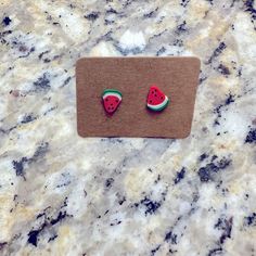 Small Watermelon Clay Stud Earrings With Stainless Steel Findings. Handmade. Cute Everyday Green Earrings, Cute Green Earrings For Everyday, Cute Green Everyday Earrings, Casual Jewelry With Fruit Design For Gifts, Casual Fruit Design Jewelry Gift, Adjustable Watermelon Colored Jewelry For Gifts, Multicolor Fruit Design Earrings For Gift, Trendy Green Earrings With Fruit Design, Trendy Watermelon Colored Earrings For Gift