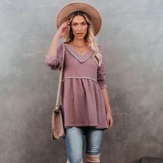 Reposhing This Item I Purchased From @Mandajoan1. Loved It, But Ready To Rotate For Something New. Questions? Leave A Comment Below! Purple V-neck Top For Winter, Chic Mauve V-neck Top, Mauve V-neck Top For Fall, Feminine Lavender V-neck Top, Casual Mauve V-neck Top, Feminine Purple Tops For Fall, Feminine Purple Fall Tops, Vici Dolls, Something New