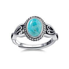 PRICES MAY VARY. Metal Material:925 Sterling Silver Ring Crafted to stand the test of time. Sterling Silver pure is 92.5% silver, anti-allergic,never fade, no rust. Adjustable Size –The 6*8mm Oval Turquoise ring is suitable for women,girls,Fits Size 6-9 to fit to you finger perfectly.– No special tools needed hand etched detail–Intricately carved and oxidized by hand, so every detail is clear and vivid. DESIGN – Vintage Style Adjustable Turquoise Rings, Unique Structure, Suit to Women.The every Opal Statement Ring, Rings Unique, Teal Turquoise, Statement Ring Silver, Western Jewelry, Turquoise Rings, Ring Fit, Rings For Women, Metal Material