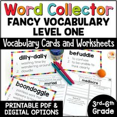 the word collector fancy vocaulary level one worksheets are great for beginning and ending sounds